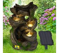 AMUR Fuente solar con luz LED - Jardín, estanque, balcón - Solar Märchenwald