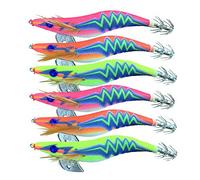 Amur Leopard 6 Piezas Cebos de Calamar Kit Señuelos Pesca Mar Luminosos Cebo Artificial Jig Calamar para Sepia Pulpo, Estilo C