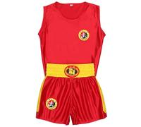 Amur Leopard Conjunto de Uniforme de Boxeo Unisex Niños Traje de Combate 2 Piezas Chaleco + Pantalones Cortos para Muay Thai Sanda Artes Marciales, Rojo, 170/14-15 Años