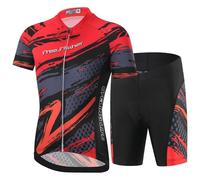 Amur Leopard Traje de Ciclismo Niños Niñas Maillot Ciclismo de Secado Rápido Conjunto Camiseta de Bicicleta de Manga Corta Pantalones Cortos, Rojo-Conjunto, S/3-4 Años