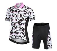 Amur Leopard Traje Maillot Ciclismo Niño Conjunto Ciclismo Camiseta Manga Corta y Shorts de Dibujos Animados Respirable de Secado Rápido, Manada de Pandas, 3XL/14-15 Años