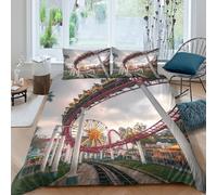 amusement park fun Funda Edredon 3 Piezas Compuesto Impresión 3D Cierre de amusement park fun Funda de Edredón Funda de Almohada a Juego Lavables Transpirable for Adolescentes Double（200x200cm）