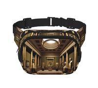 aMuseum Treasures - Riñonera cuadrada de doble capa con correa ajustable para actividades al aire libre, color negro, talla única, Black, Talla única