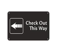 amusFlynnel Señal de advertencia con texto en inglés "Check Out This Way with Left Arrow" - Señal comercial de aluminio de 30,5 x 40,6 cm