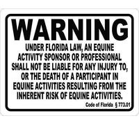 amusFlynnel Señal de advertencia de Florida Equine Liability Law Sign, Inform Patrons at Your Horse Riding Facility of Your Company's Rules Señal de carretera, señal de negocios, 8 x 12 pulgadas