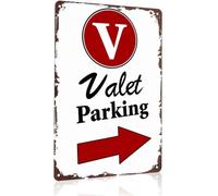 Amusing Valet Parking Arrow Metal Tin Sign Wall-Art for Garage Bar Cafe Restaurant Office Hotel Lobby Parking Lot Entrance 8 X 12 in