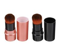 AMUSLESUR 2 Piezas Brocha de Maquillaje Cosmética Retráctil, Pincel de Maquillaje Facial para Polvos Sueltos, Rojo, Nylon y Plástico, Diseño Ergonómico, para Crema y Base, Uso Profesional