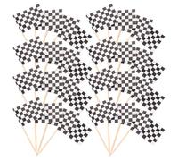 AMUSLESUR 360 Palillos Banderas de Carreras a Cuadros de Papel y Madera, Decoraciones Resistentes y Fáciles de Usar para Fiestas de Cumpleaños y Picnics