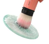 AMUSLESUR Almohadilla Diseño Manual para Brochas de Maquillaje de Limpieza Redonda de Silicona Verde Fácil de Usar, Herramienta Práctica para Limpiar Pinceles de Maquillaje