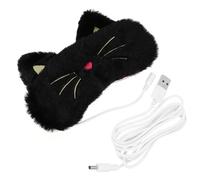 AMUSLESUR Antifaz Térmico USB para Ojos Calefacción y Vapor, Diseño 3d Gato Negro, Ajustable, Protector Ocular para Dormir, Aliviar Fatiga Visual y Mejorar Sueño, Uso en Casa y Viajes