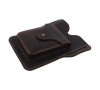 AMUSLESUR Bolso de Cuero para Teléfono Móvil Ultra Delgado y Práctico, Riñonera Vintage Estilo Retro para Camping y Ciclismo de Montaña Color Café