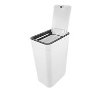 AMUSLESUR Bote de Basura con Tapa a Presión, 15l, Plástico Blanco