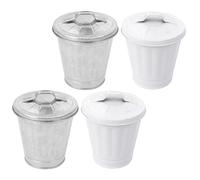 AMUSLESUR Botes de Basura Multiusos y Fáciles de Mover con Tapa de Hierro Blanco Set de 4 Diseño Original y Elegante para Oficina y Dormitorio