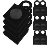 AMUSLESUR Caja de 25 Unidades Plegables para Botellas de Vino, Cajas Kraft Decorativas Ventana, Porta Vino Colgante Negro Redondo, Estuche para Obsequio y Aperitivos, Adecuado para