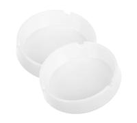 AMUSLESUR Ceniceros de Mesa Redondos en Melamina White, Juego de 2 Piezas Resistentes a Golpes, Diseño Simple, para Uso en Oficina, Restaurante y Espacios Abiertos