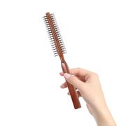 AMUSLESUR Cepillo Cabello Rodillo de Madera Pequeño, Cepillo para Peinar y Rizar, Material Seguro y Duradero, Masajeador de Cuero Cabelludo, Adecuado para Viaje y Uso Diario