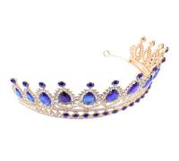 AMUSLESUR Corona Barroca para Damas con Gemas de Imitación y Aleación Azul, Adecuada para Cumpleaños y Sesiones de Fotos