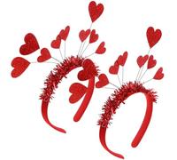 AMUSLESUR Diademas Pelo Diseño de Corazones Rojos, 2 Unidades Sujeción Segura, Accesorios para Fiestas Infantiles y Reuniones