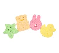 AMUSLESUR Esponjas de Baño para Niño 4 Piezas de Celulosa, Exfoliación Delicada y Espumado Rico, Diseño de Dibujos Animados, Ideales el Cuidado Delicado de Recién Nacidos
