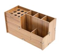 AMUSLESUR Estuche de Almacenamiento Antideslizante para Barbería de Madera Nogal G21, Porta Tijeras y Peines para Cortar el Pelo, Organizador Multifuncional para Herramientas de Peluquería