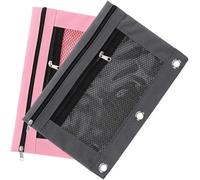 AMUSLESUR Estuche Escolar Doble Capa Tres Compartimentos, Bolsa para Lapiceros Infantil y Accesorios de Oficina, Material Oxford Resistente y Diseño Transparente