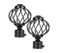 AMUSLESUR Finales Decorativos para Barra de Cortina de Hierro Negro 2 Piezas Tope para Cortinas Ventana Accesorio Funcional y Elegante