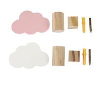 AMUSLESUR Ganchos Colgantes de Pared de Madera Forma de Nube, 2 Piezas, Colores Rosado y Claro, Decoración Infantil para Habitación, Perchero para Ropa y Accesorios, Uso en Estilo Aleatorio