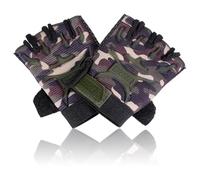 AMUSLESUR Guantes Deportivos de Medio Dedo Ciclismo y Actividades al Aire Libre, Prácticos, Fáciles de Poner y Quitar, Color Verde, Material de Tela
