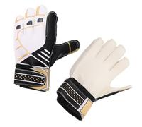 AMUSLESUR Guantes para Guardameta para 7 Guantes de Fútbol Antideslizantes de Látex Negro Resistentes y Ajustables para Protección en Partidos y Práctica Deportiva