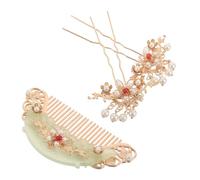 AMUSLESUR Horquillas Chinas Tradicionales para Mujer 3 Piezas de Acetato y Metal Peine Integrado, Accesorios Cabello Hanfu, Estilo Antiguo Chino para Bodas y Eventos Festivos