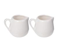 AMUSLESUR Juego de 2 Jarras Pequeñas de Cerámica para Salsa con Asa Cómoda y Vertedor Antigoteo Capacidad 100ml Color Blanco para Cocina y Mesa