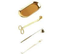 AMUSLESUR Juego de 4 Piezas Accesorio de Vela de Acero Inoxidable Dorado Recortador de Mechas Fácil de Limpiar y Operación Simple para Velas Perfumadas