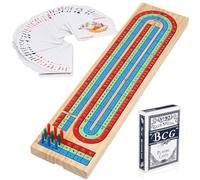 AMUSLESUR Juego de Tablero de Cribbage de Madera Maciza Marcador Desmontable para Interiores y Exteriores Reuniones Familiares y Fiestas