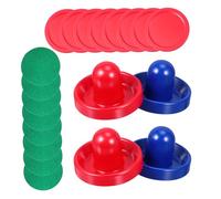 AMUSLESUR Kit de Accesorios para Air Hockey Empujadores de 96 MM en Rojo y Azul, Discos de 64 MM en Rojo, Piezas de Repuesto para Mesa de Hockey de Aire, Apto para Uso Recreativo
