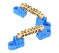 AMUSLESUR Kit de Barra de Tierra de Cobre 2 Piezas y 6 Posiciones, Bloque de Distribución de Tierra para Equipos Eléctricos Rendimiento Mejorado y Optimización de Transmisión