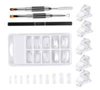 AMUSLESUR Kit de Uñas Postizas Extensión Moldes de Uñas Plástico 100 Puntas Cristal y 5 Clips para Manicura DIY Decoración Profesional para Salón y Arte Casero