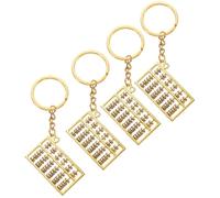 AMUSLESUR Llavero de Ábaco Dorado de Aleación 4 Piezas, Diseño Creativo y Fácil de Llevar, Adecuado para Decorar Bolsas y Crear Llaveros Únicos