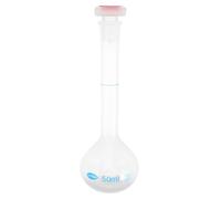 AMUSLESUR Matraz Aforado de Plástico Blanco de 50 Ml para Líquidos Experimentales, Botella Medidora Fácil de Usar para Laboratorio y Campo
