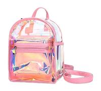 AMUSLESUR Mochila Iridiscente Transparente para Mujer Mini Tamaño Pequeño Mochila Brillante Tipo Bolso Ligera para Niñas Casual para Colegio y Eventos