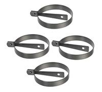 AMUSLESUR Molde de Cocina para Huevos Fritos Antiadherente de Acero al Carbono, Mango Plegable Antideslizante, Juego de 4 Piezas Redondas Fáciles de Limpiar