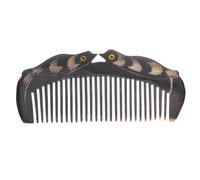 AMUSLESUR Peine de Cuerno de Buey para Masaje del Cuero Cabelludo Negro Diseño de, Dientes y Reducción de Quiebre, Herramienta de Peluquería Profesional para Salón