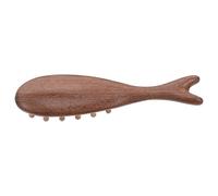 AMUSLESUR Peine de Madera para Masaje del Cuero Cabelludo Forma de Ballena y 22 Dientes Anchos sin Barniz Adecuado para Relajación y Cuidado Capilar Mixto