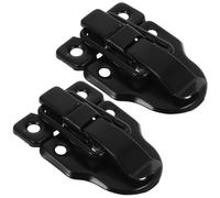 AMUSLESUR Pestillo de Palanca de Hierro Negro para Caja de Herramientas Orificio para Candado, Fácil Instalación, Estilo Vintage y Funcional para Joyero o Caja Madera