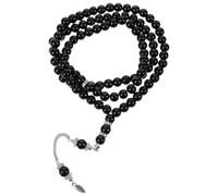 AMUSLESUR Pulsera Religiosa de Cuentas de Vidrio Negro para Adoración y Peregrinación, Práctica y Cómoda para Personas Que Aman el Budismo