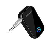 AMUSLESUR Receptor Inalámbrico de Audio 5.0 para Coche Llamadas Manos Libres, Apagado Automático y Batería de 300mah, Adaptador de Audio Aux de Plástico Negro