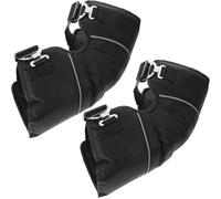 AMUSLESUR Rodilleras Protectoras Ajustables para Moto y Deportes al Aire Libre, Material Pu y Tela Oxford, Protección Acolchada para Rodilla, Pack de 2 Piezas Negro