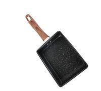 AMUSLESUR Sartén Cuadrada Japonesa Antiadherente de 18 Cm Revestimiento de Piedra para Tortillas Tamagoyaki, Mango Imitación Madera, Sartén Pequeña Multifunción para Cocina Doméstica