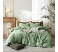 AMWAN Soft Sage Green Duvet Cover Twin 3 Piece Washed Cotton Bedding Sets Simple Style Light Green Comforter Cover Breathable Cotton Green Bedding Duvet Cover for Kids Boy Girl Adults Twin Bed Set