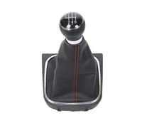 Amxaqjc Para VW Para Golf 5 V 6 VI MK5 MK6 Para Jetta 2005-2014 Car Stying 5/6 Speed Stick Gear Shift Knob Funda Cuero Cuello Bota Pomos Palanca Coche(6 Speed Red Line)