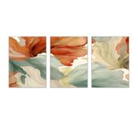 AMXBZC 3 Piezas Abstracto Cuadros Dormitorios Cartel floral moderno póster de lienzo, pintura de la pared impresión para la Decoración Moderna Ministerio（Naranja-30x45cmx3 Sin marco